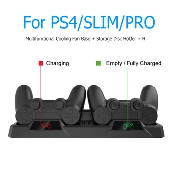 

Console Stand with Cooling Fan Dock Controller Charging Station for PS4 Slim Pro Household Video Game Playing Decoration