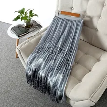 Новая женская юбка весна лето Винтажная с высокой талией до середины икры кружевные юбки для женщин