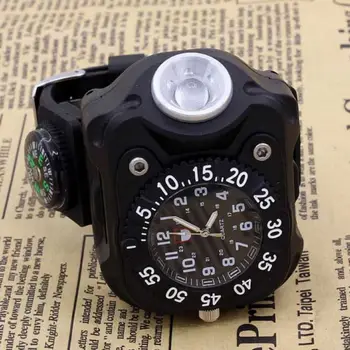 

Outdoor Waterproof 3-in-1 Wrist Watch Torch Lights With Compass LED Super Bright IPX7 Flashlight For Camping Cycling