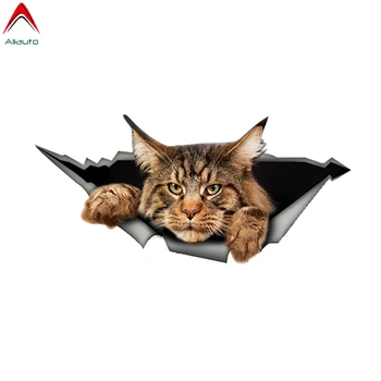 

Aliauto Maine Coon Car Sticker Torn Metal Vinyl Decal 3D Funny Big Cat Automobiles & Motorcycles Styling Waterproof,13cm*6cm
