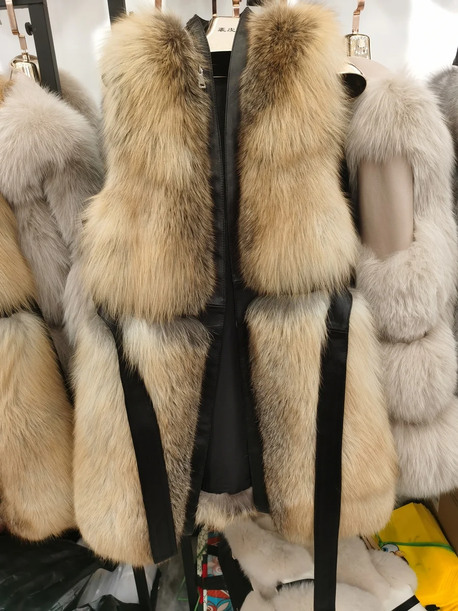 ZDFURS * 2020 новый стиль жилет из золотистого лисьего меха высокое качество