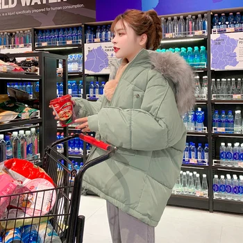 

Winter Jacket Women Parka Coat Hooded Loose Warm Down Cotton Coat Female Padded Outerwear Short Ladies Coats Winter Jacket Q1943