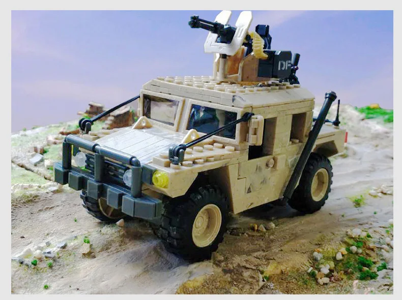 Современный военный Китай спецназ Мега строительный блок 1:36 Масштаб армии фигурки пустыня Hummer джип кирпичи игрушки