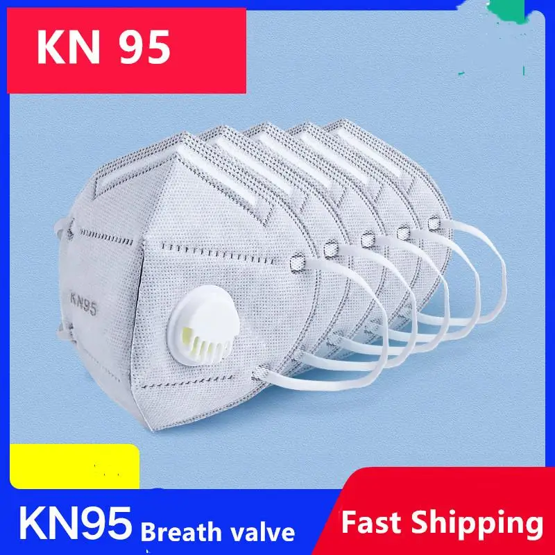 

KN95 Disposable Masks Protective Mask Dustproof Breathing Valve Face Mask Mouth Coronavirus Breathable Earloop Mascarilla