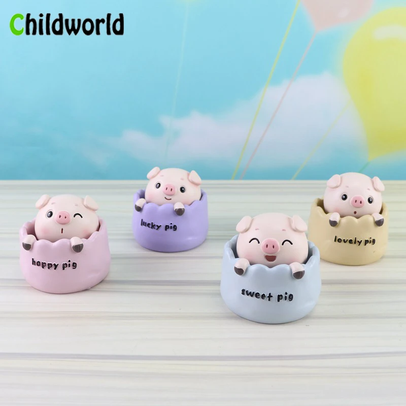 

Cute Pig Shaking Head Resin Miniature Figurines Home Decoration Accessories Creative Car Posing Mini Crafts Decoration Gift