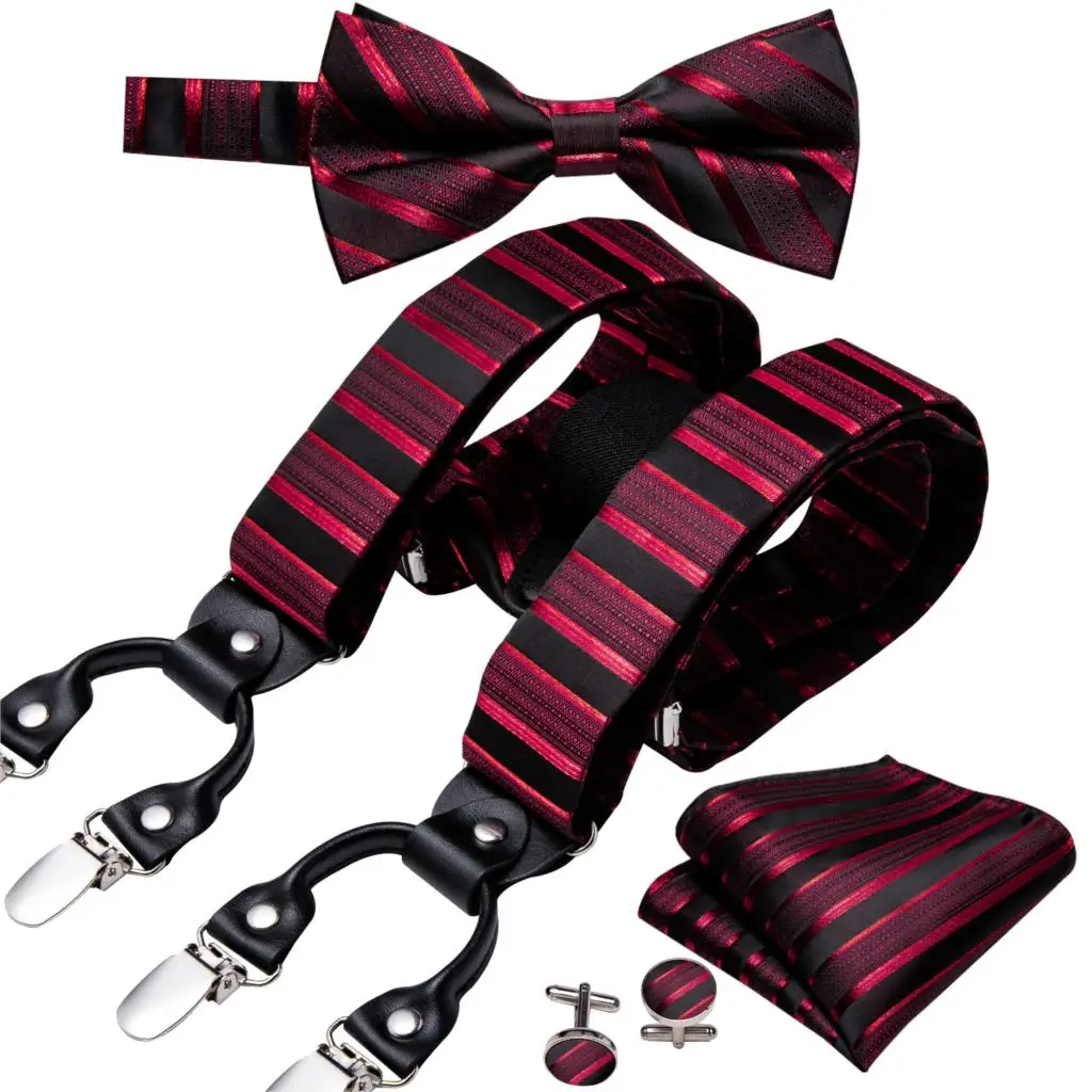 Мужской комплект на подтяжках, шелковый галстук-бабочка, клетчатый галстук, кожаный пояс, Винтажные эластичные Свадебные подтяжки, галстук-бабочка, Рождественский галстук - Цвет: BD-2015