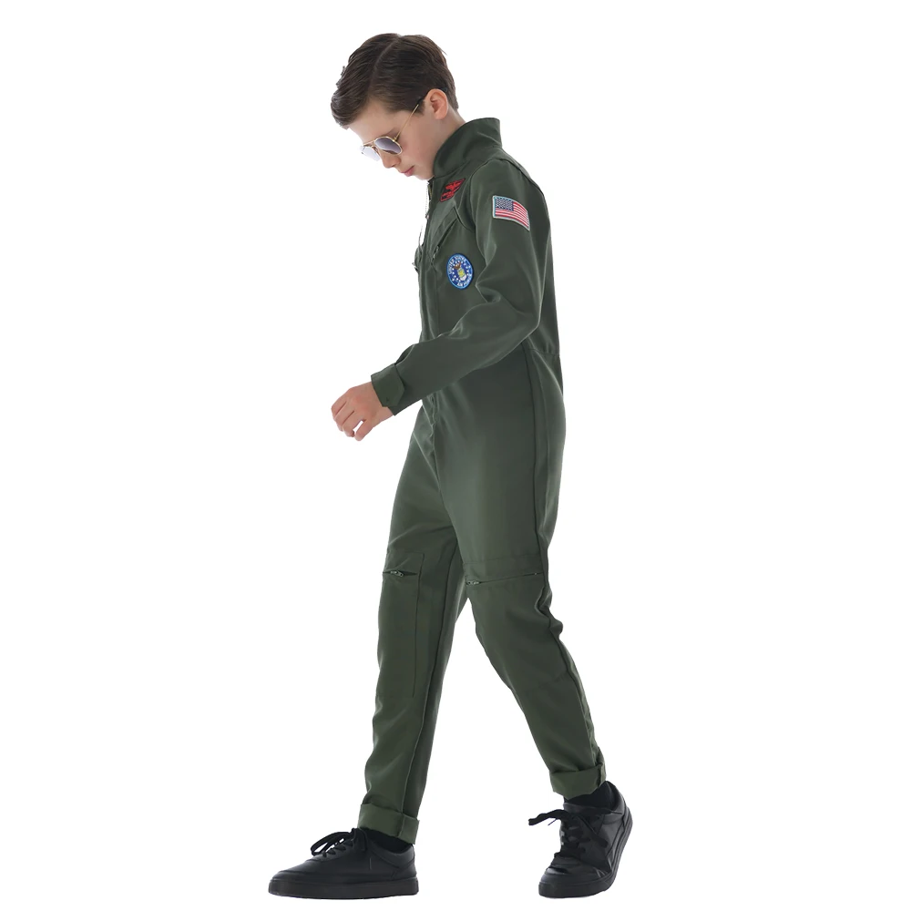 Top Gun Cosplay Military Pilot Costume for Kids American Airforce Uniform Boys Flight Suits cosplay jumpsuit superhero cosplay costume kids cosplay costume