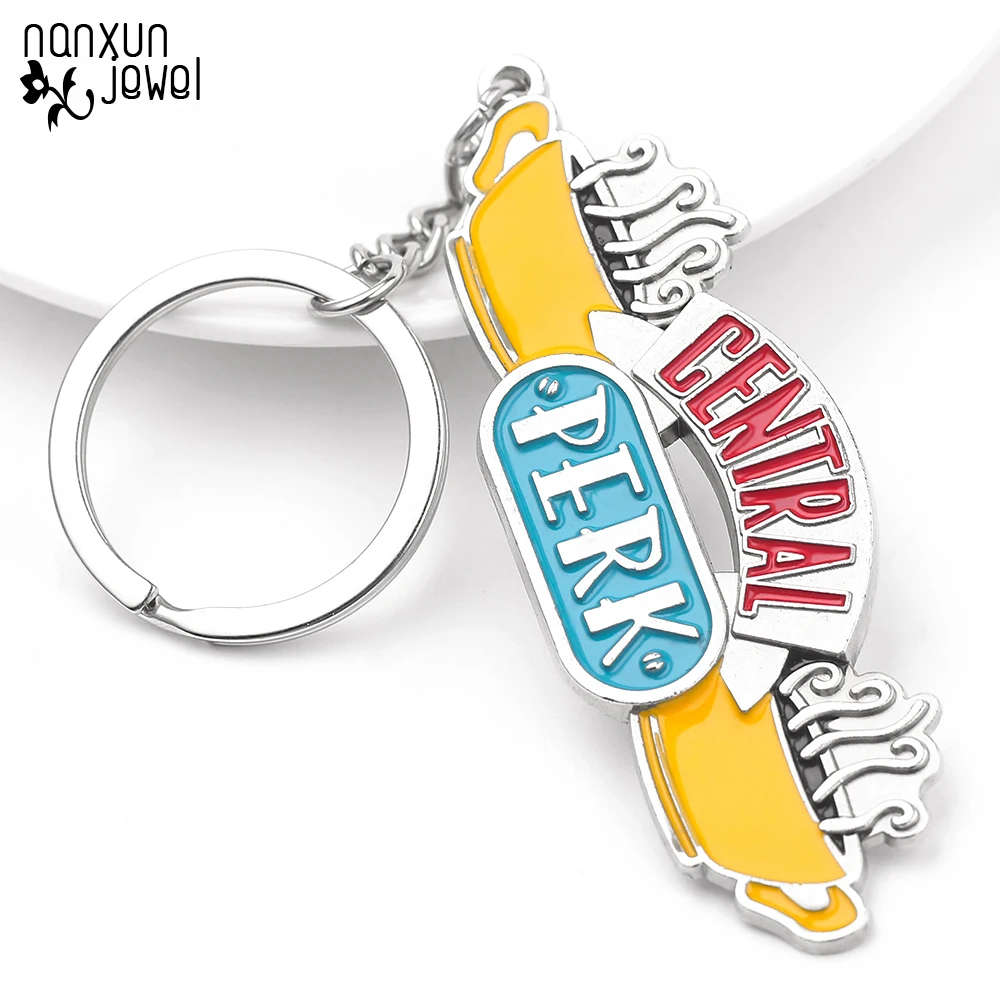 TV Series Friends Keychain Central Perk Coffee Time Metal pendant Key chain car keyring Christmas Gifts for Friends keys holder