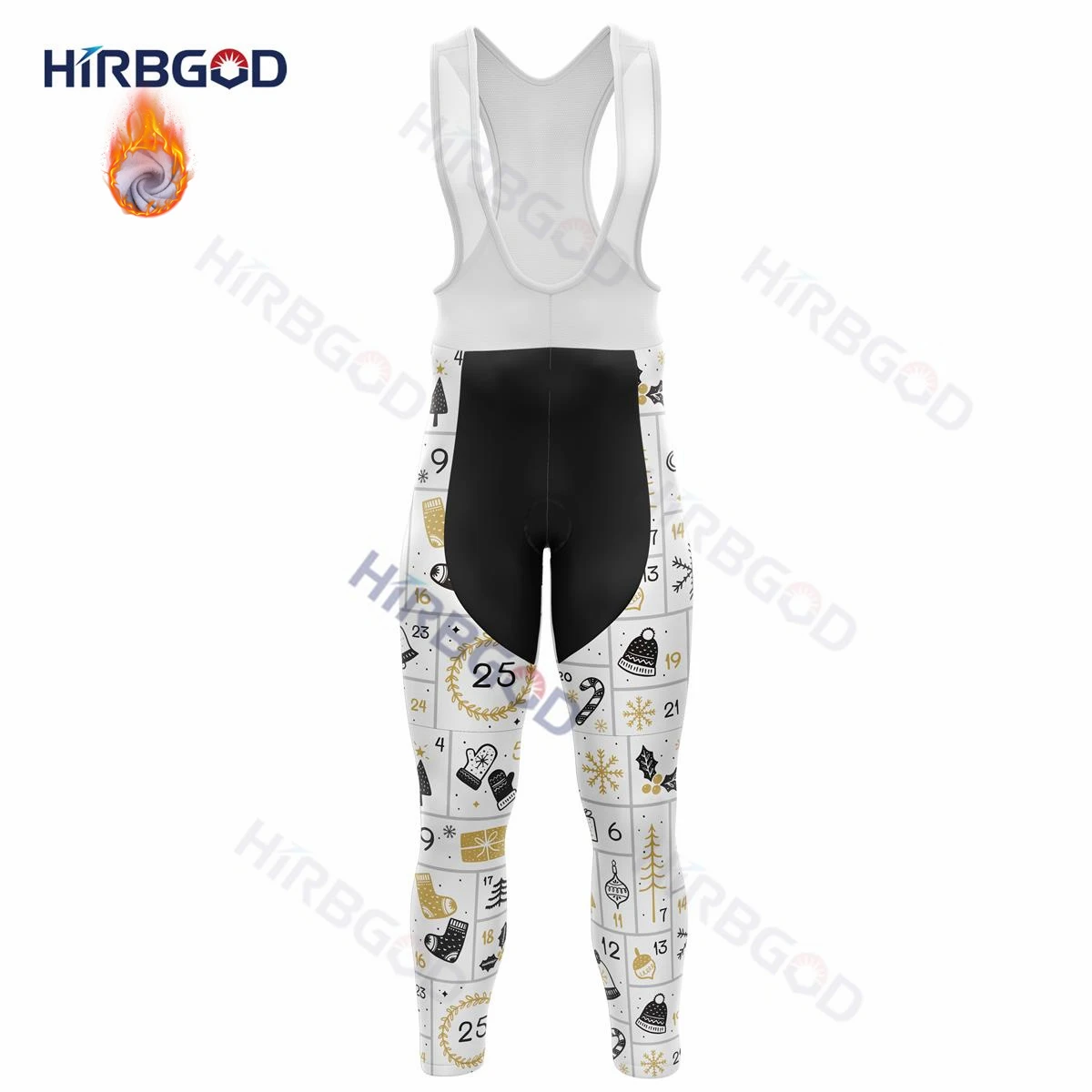 HIRBGOD In Promotion Christmas Bear Print Men's Cycling Tights Polyester Quick Dry Cycling Pants Breathable Spandex TYZ1144-17