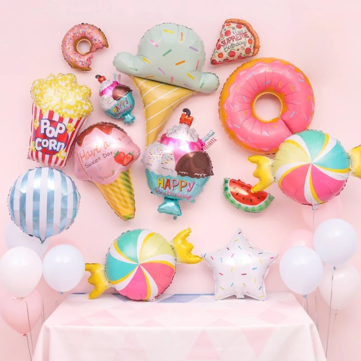 Conjunto de Fiesta Temática de donuts para decoración de dulces decorativos, barra de helado, globos para Baby Shower, cartel de feliz cumpleaños, juguetes para niños, suministros para el hogar