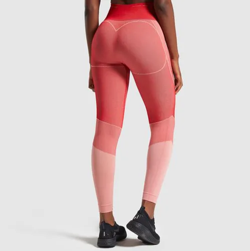 Женский бесшовный комплект для йоги, топы для йоги, штаны, одежда для фитнеса, спортивная одежда, одежда для спортзала, рубашки с длинным рукавом, 2 шт. костюмы - Цвет: red pant