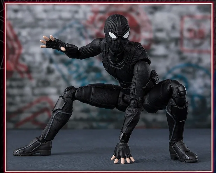 

Marvel Spider Man 2 Stealth spiderman Black suit Joints Movable Figure Model Toys 15cm