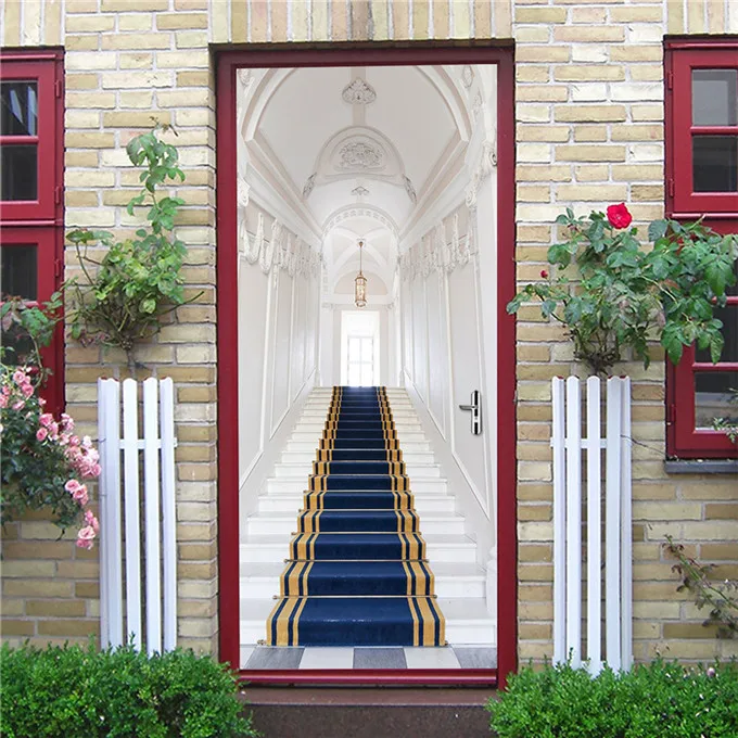 3D поворотные лестницы двери обои креативный домашний декор deursticker виниловые самоклеющиеся наклейки для дверей съемные DIY обновленные наклейки - Цвет: DZMT191