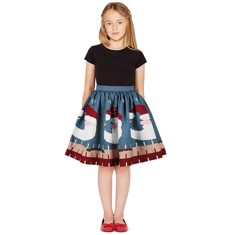 C New Teen Kids Girls 3D Print Christmas Xmas Princess Skirt Clothes Outfits New Year Girl Mini Skirt 40N01 - Цвет: C