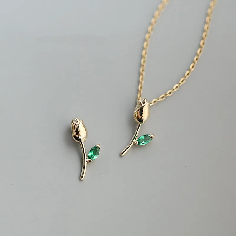 HCMA Collana in Argento Sterling 925 con Ciondolo a Forma di Fiore di Trifoglio in zircone per Collana da Donna, Regalo 45 cm, Girocollo a Catena