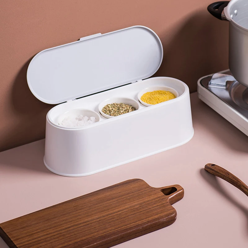 

Baffect Kitchen Spice Storage Bottle Plastic Ceramics Spice Jar Organizer Seasoning Box Salt Pepper Boxes With Spoon