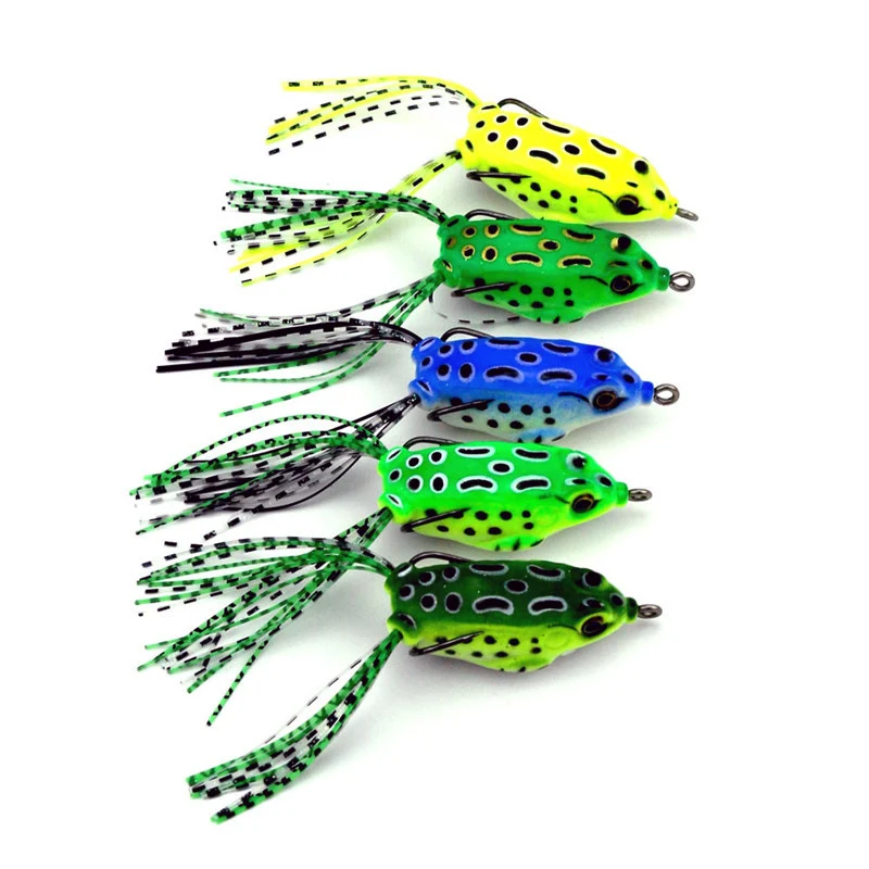 

5pcs/set Soft Mini Frog Lure Soft Bass Fishing Double Hooks Bait Crankbaits Fishings Tackle Topwater Gear Accessories 5.5cm 8g