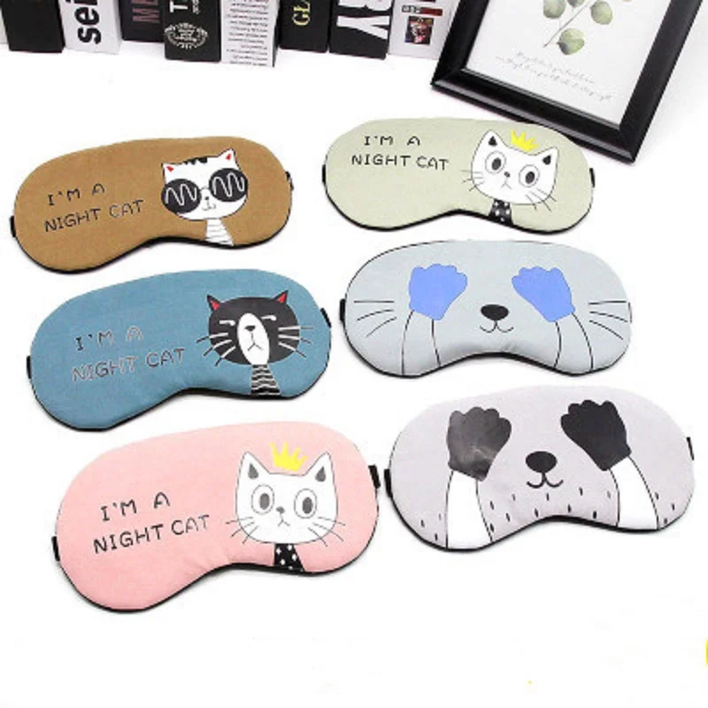 

1pc sleep cotton eye mask cotton creative cartoon cute eye travel relax sleep shading sleep ice gel gel cat eye Mask