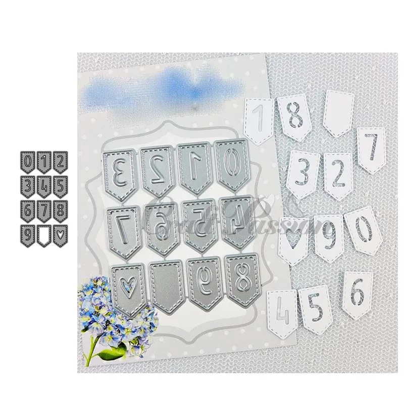 

JC Metal Cutting Dies For Scrapbooking Numbers Banner Flag Shape Stencil Craft Paper Knife Mould Blade Punch Card Make Template