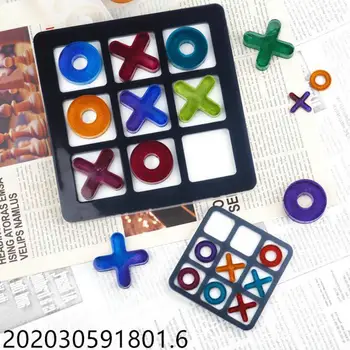 

Handmade Resin Tictactoe DIY Craft XO Chess Board Silicone Mold Jewelry Accessories Parent-Child Interaction Game Mould