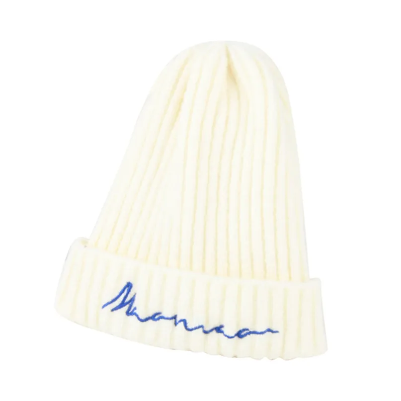 Unisex 50-54CM Children Pure Color Letter Keeping Warm And Simple Knitted Wool Hat Cap Winter Popular Cap 30SE02 (8)