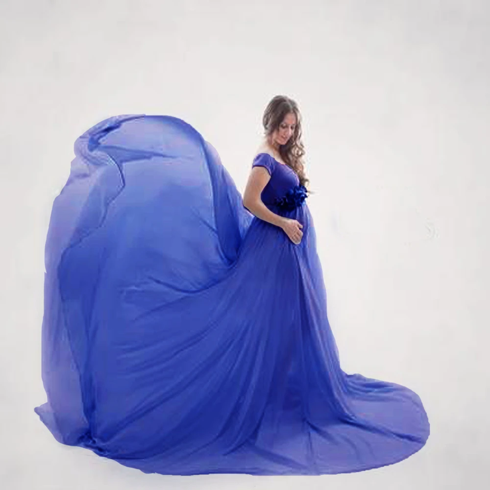 Cute Women Dress Maternity Photography Props Off Shoulder Pregnancy Dresses Clothes Chiffon Maxi Maternity Gown For Photo Shoots (8)