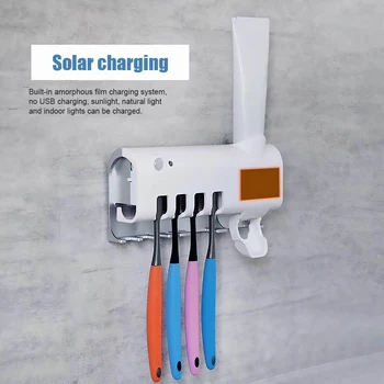 

2 in 1 UV Light Ultraviolet Toothbrush Sterilizer Toothbrush Holder Automatic Toothpaste Dispenser Squeezer Bathroom Accessories