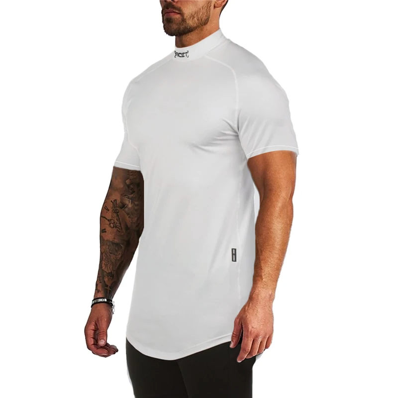 Close Collar Men's Gym Fitness Breathable T Shirt - Men's Fitness ...
