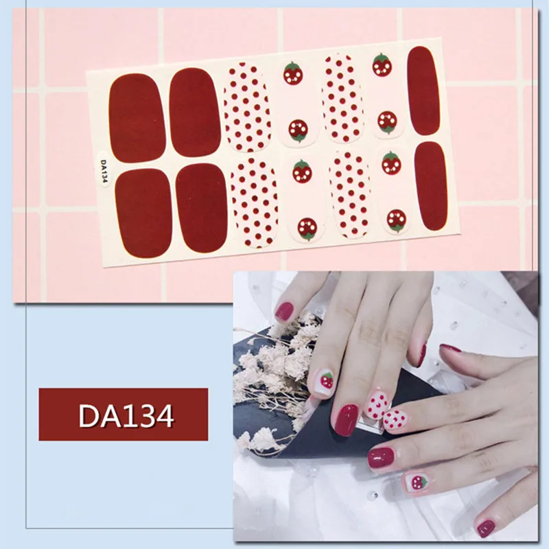 14tips/sheet Glitter Gradient Smudged Nail Polish Stickers Pre Designed DIY Wraps Full Cover Self-adhesive Sticker Tips Manicure - Цвет: DA134