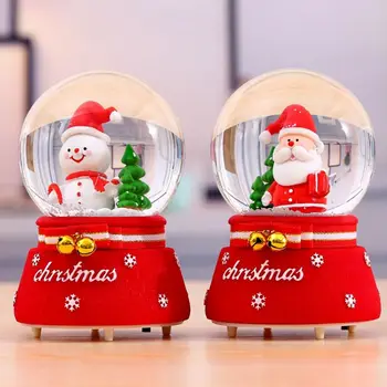 

Christmas Music Box Santa Snowman Crystal Ball Lighting Music Box Snowy Tabletop Ornament Kids Gift Dropshipping