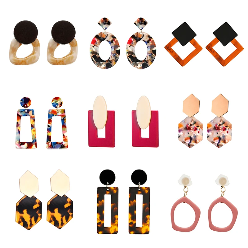 

HOT 30 Style Acrylic Earrings 2019 Big Statement Earrings for Women Resin Oval Square Geometric Drop Dangle Earing Boho Jewelry