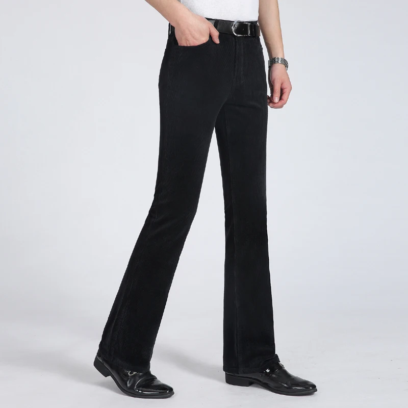Men's Casual pants Autumn and Winter New Thick Men's Black Casual pants Corduroy Male Loose Corduroy FIare