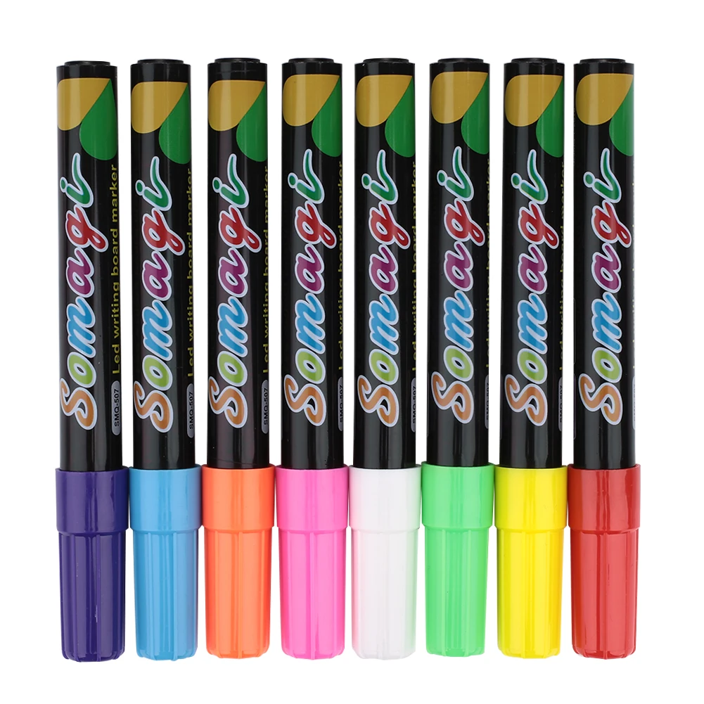 

Liquid Chalk Pen Dustless 8pcs LED Writing Board Highlighter Art Marker Erasable Novelty Teacher Student Office School Supplies