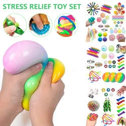 Set de juguetes antiestrés para adultos y niños, juego de Cuerdas elásticas Pop It, paquete de regalo, alivio sensorial antiestrés