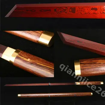 

DAMASCUS FOLDED STEEL RED BLADE ROSEWOOD SHARP JAPANESE TANG SWORD