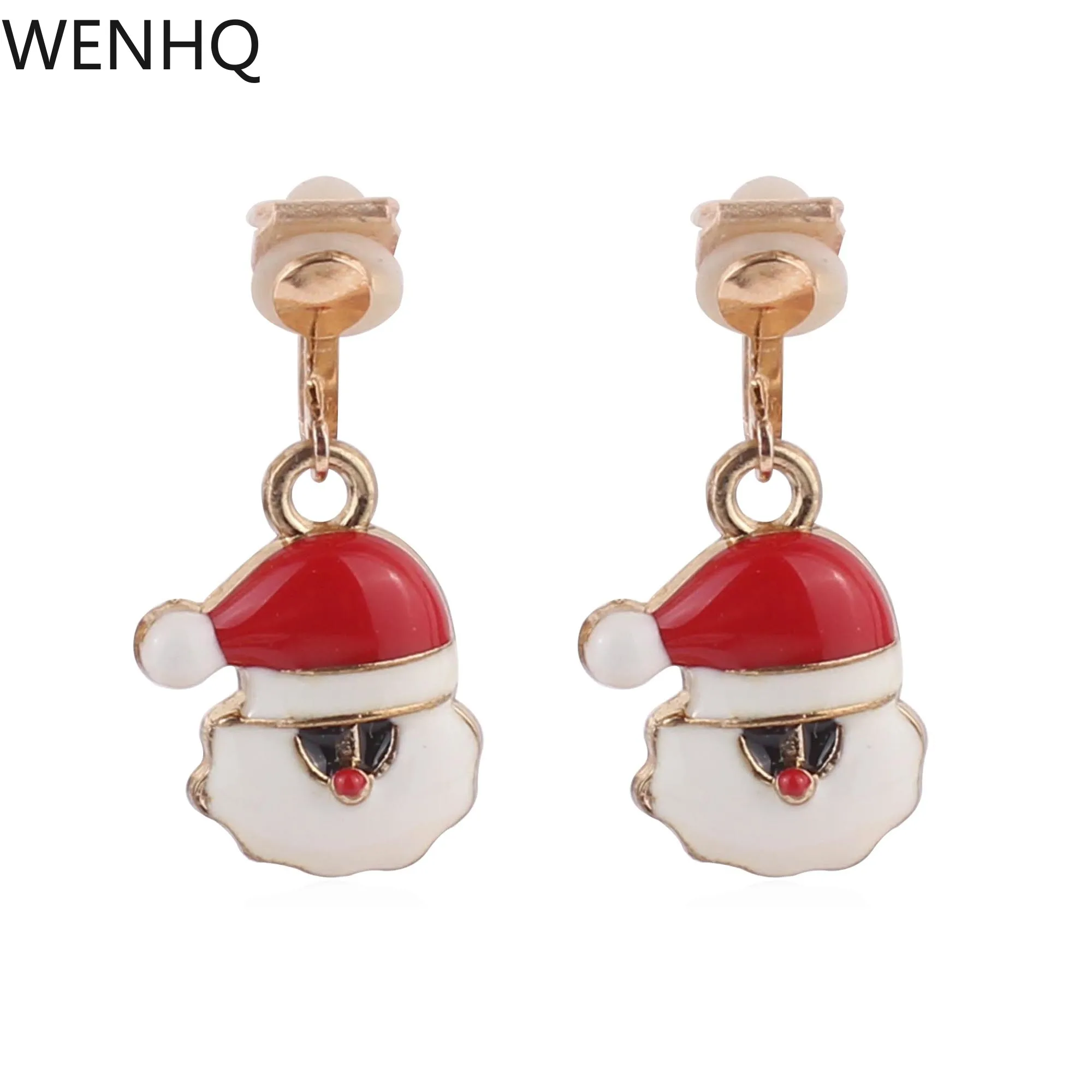 WENHQ-pendientes de Clip con forma de Santa niña, hipoalergénicos sin perforaciones, Color dorado, joyería de Navidad - AliExpress Joyería y accesorios