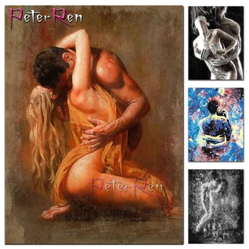

Nude Lover art pattern 5d diy diamond painting Sexy Lovers couple embrace characters full mosaic embroidery Valentine's Day gift