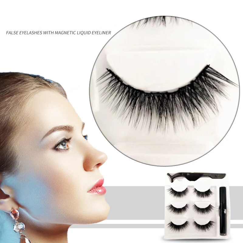 

New 5 Magnet Eyelash Magnetic Liquid Eyeliner& Magnetic False Eyelashes & Tweezer Set Waterproof Long Lasting Eyelash Extension