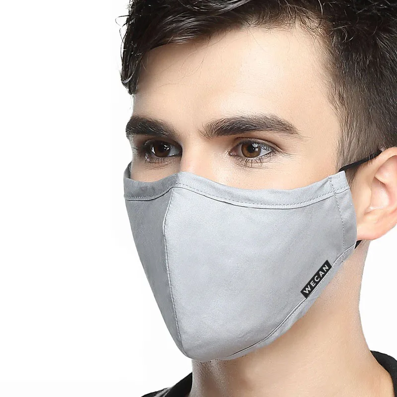 Чистый хлопок против пыли рот маска для мужчин и женщин ветрозащитный Рот маска бактерии против гриппа Регулируемая смываемая маска для лица многоразовые - Цвет: Men gray