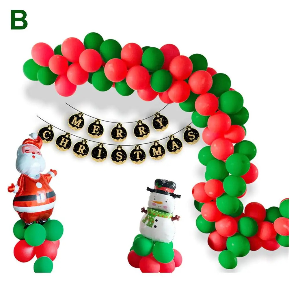 

2020 New Year Merry Christmas Balloon Latex Pull Flag Snowman Balloon Chain Set Christmas Decorations For Home