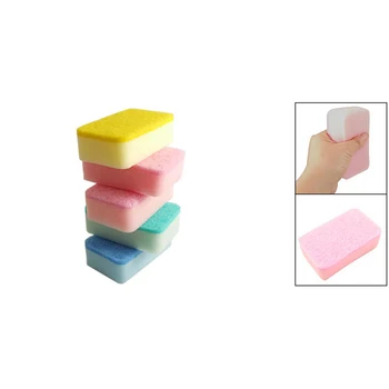 

Home Kitchen Dish Bowl Cleaning Two Texture Sponge Pad 5 Pcs