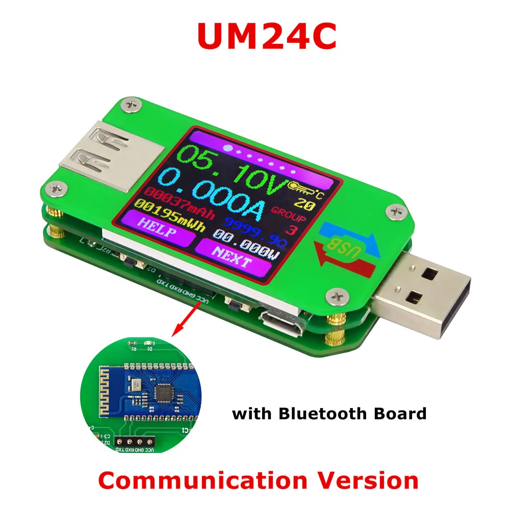 UM24 UM24C APP USB 2.0 LCD Display Voltmeter ammeter battery charge voltage current meter multimeter cable measure Tester - Цвет: UM24C