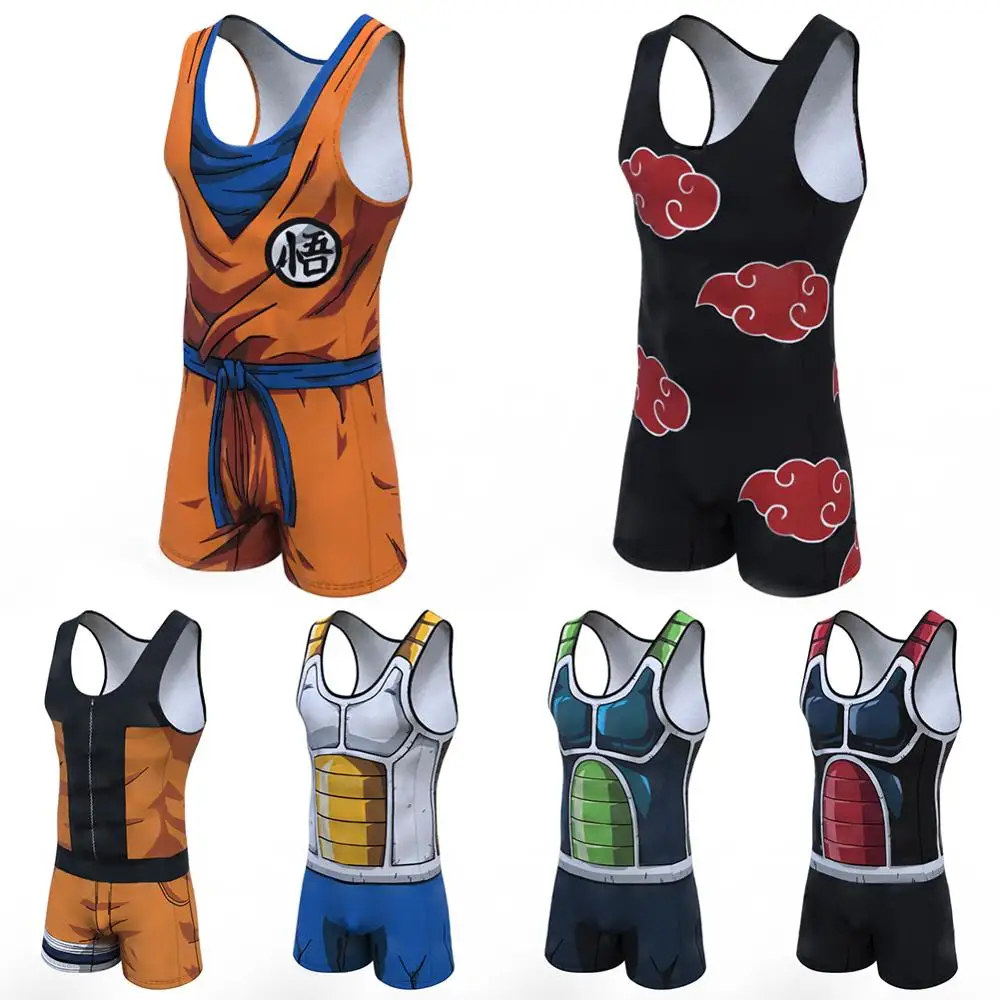 Casual Vegeta Goku Funny Men's Short One Piece Sleeveless Street Casual Cargo Pants Jumpsuit Overalls Shirts 2