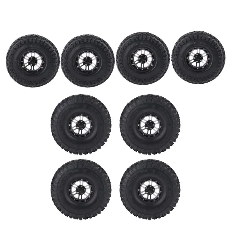 

1.9in Rubber Tires Metal Beadlock Wheel Rims for 1:10 RC Rock Crawler Car Axial