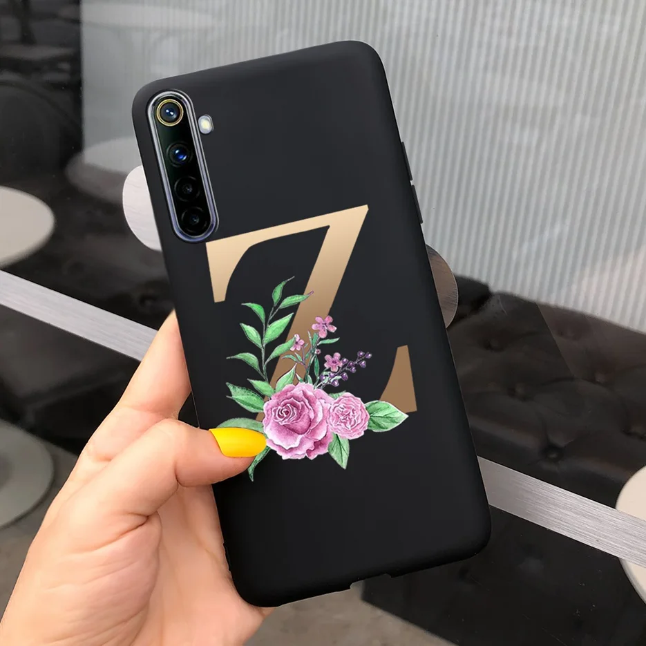 Dễ Thương 26 Chữ Cái Dành Cho Oppo Realme 6 Pro Ốp Lưng Realme 6 6i 6S Silicone Mềm Điện Thoại Dành Cho realme6 Pro RMX2061 Full Coque Capa cases for xiaomi blue