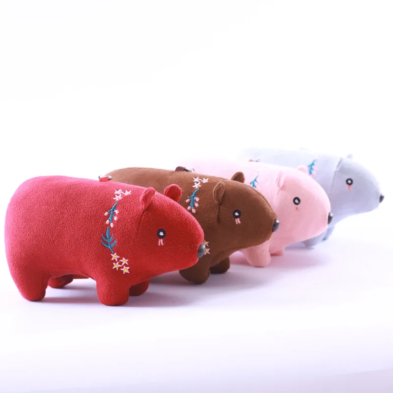 Kawaii плюшевая кукла для ключей брелок с изображением животных панда Слон Лось Собака Обезьяна Игрушка-лиса креативная вешалка подарки - Цвет: bear 05-random color