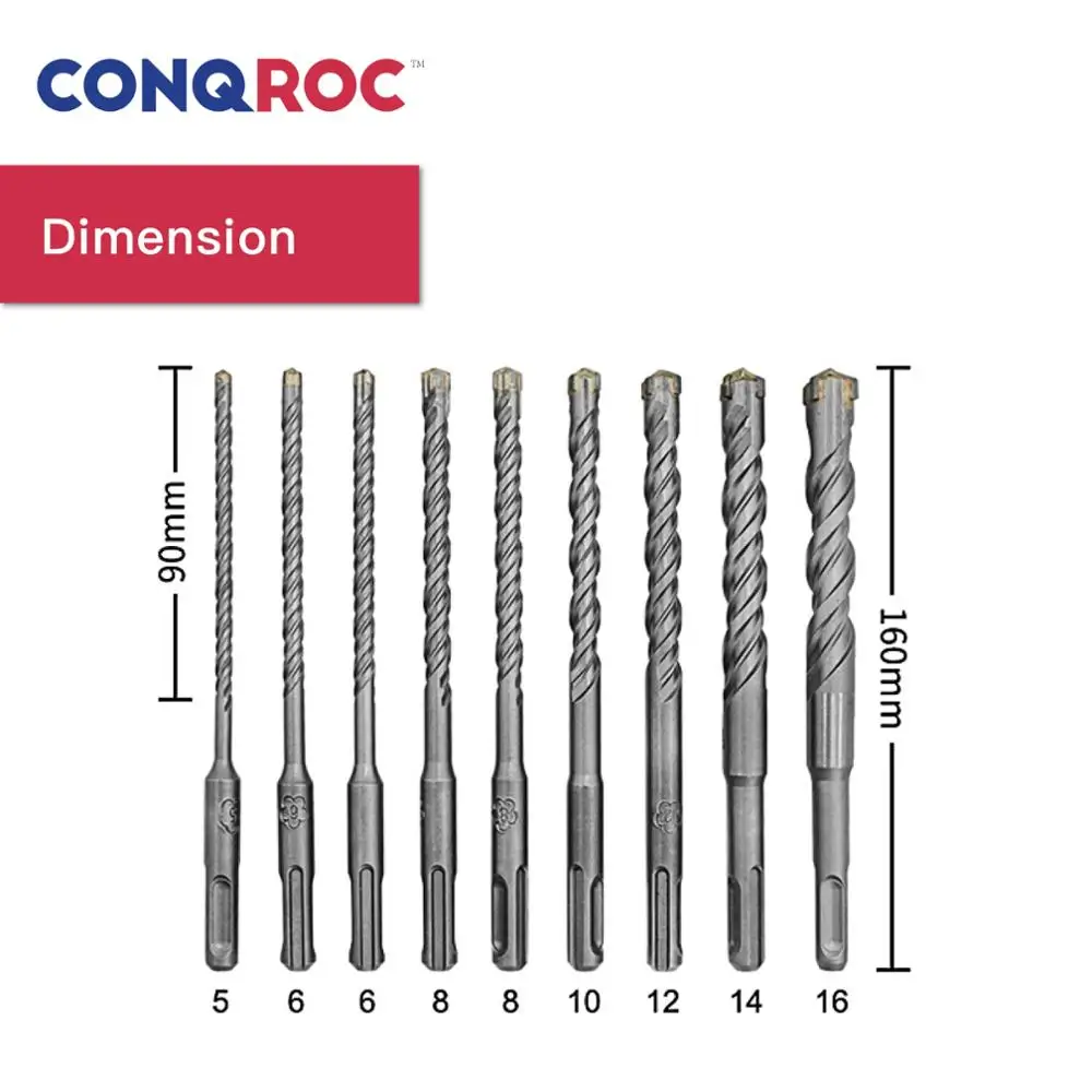 9 шт. 160 мм SDS Plus набор сверл для каменной кладки крест сплав наконечник двойной спиральный молоток набор сверл с Чехол