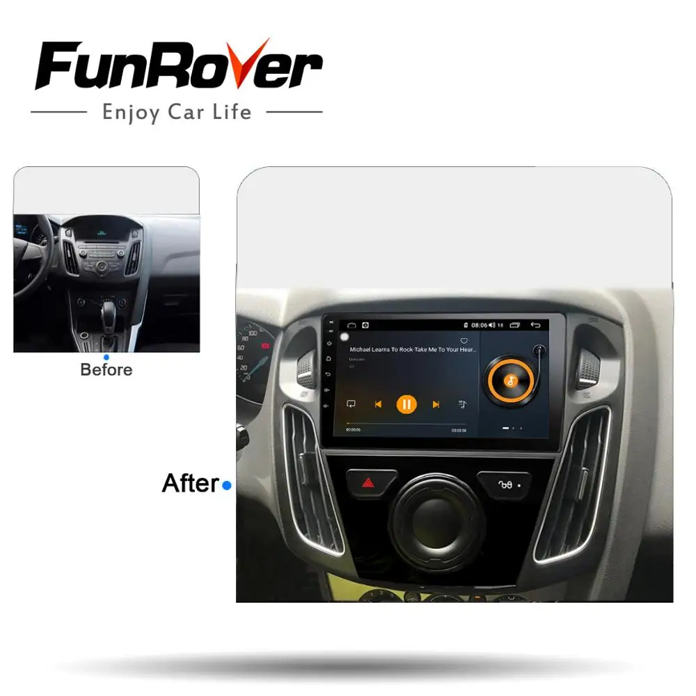 FUNROVER Octa 8 core Android 9 0 2 din Автомобильный Радио Мультимедийный dvd плеер для Ford Focus 2012 2015