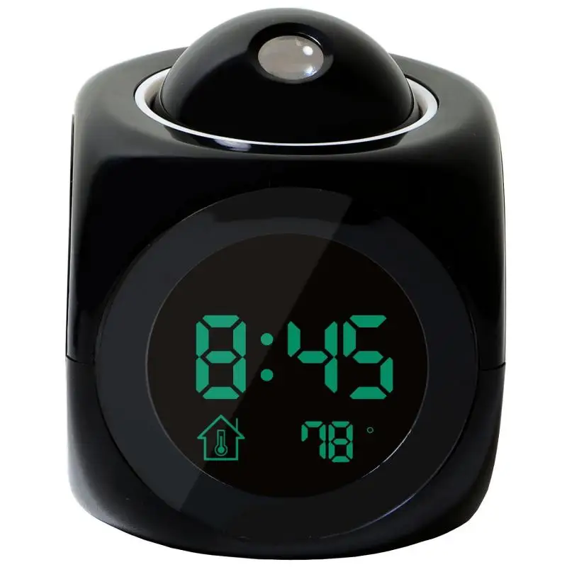 LCD Projector Digital Alarm Clock Voice LED Temperature Multi-function Clock Temperature Living Room Furniture Home Decor
