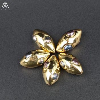 

10PCS Sale,Plated 24K Gold Pearl Holes Charms,Baroque Pearl Gold Jewelry Findings Women Earrings Making YYF-76AMH